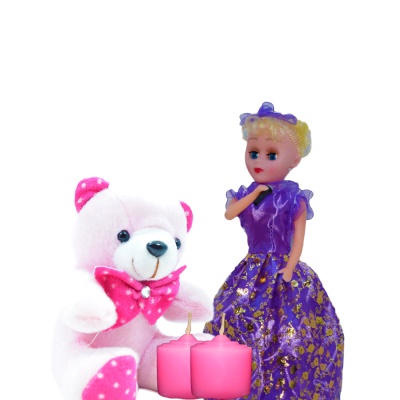 Singing Barbie doll with music and Pink teddy bear children's gift hamper