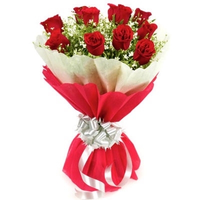 Premium Fresh Red Rose Bouquet 12 Nos