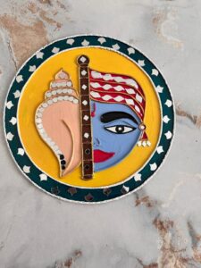 handmade krishna clay wall art (25×25 cm) – lord krishna flute mandala wall decor | indian spiritual handcrafted mdf wall hanging