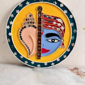 handmade krishna clay wall art (25×25 cm) – lord krishna flute mandala wall decor | indian spiritual handcrafted mdf wall hanging