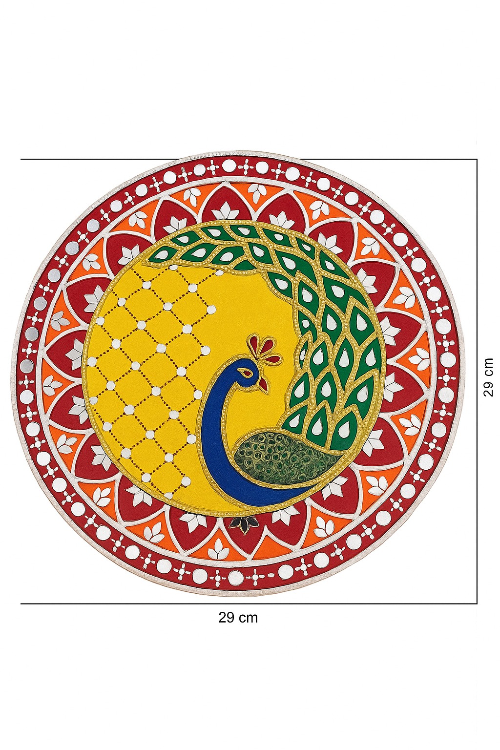 Handmade Peacock Clay Wall Art (29×29 cm) – Colorful Mandala Peacock Wall Decor | Traditional Indian Handcrafted MDF Wall Hanging