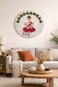 handmade buddha clay wall art (29×29 cm) – meditating buddha mandala wall decor | spiritual handcrafted mdf wall hanging for home