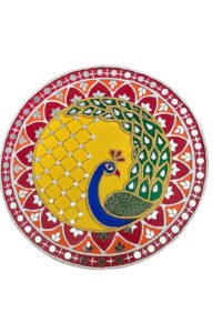 handmade peacock clay wall art (29×29 cm) – colorful mandala peacock wall decor | traditional indian handcrafted mdf wall hanging