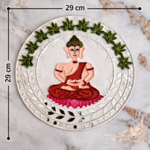 handmade buddha clay wall art (29×29 cm) – meditating buddha mandala wall decor | spiritual handcrafted mdf wall hanging for home