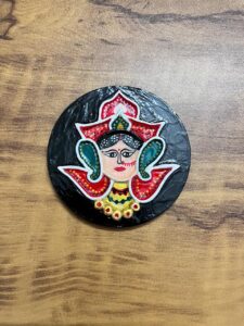 handmade goddess durga fridge magnet – traditional clay art on 4 inch mdf | indian cultural refrigerator magnet | home & kitchen decor
