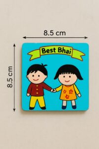 handmade best bhat fridge magnet – brother sister clay art on mdf | 4 inch cute refrigerator magnet | rakhi gift | kitchen decor