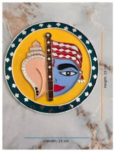 handmade krishna clay wall art (25×25 cm) – lord krishna flute mandala wall decor | indian spiritual handcrafted mdf wall hanging