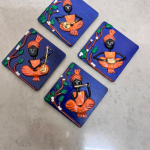 4 inch musical instrument fridge magnets (set of 4) – black & orange handmade decor