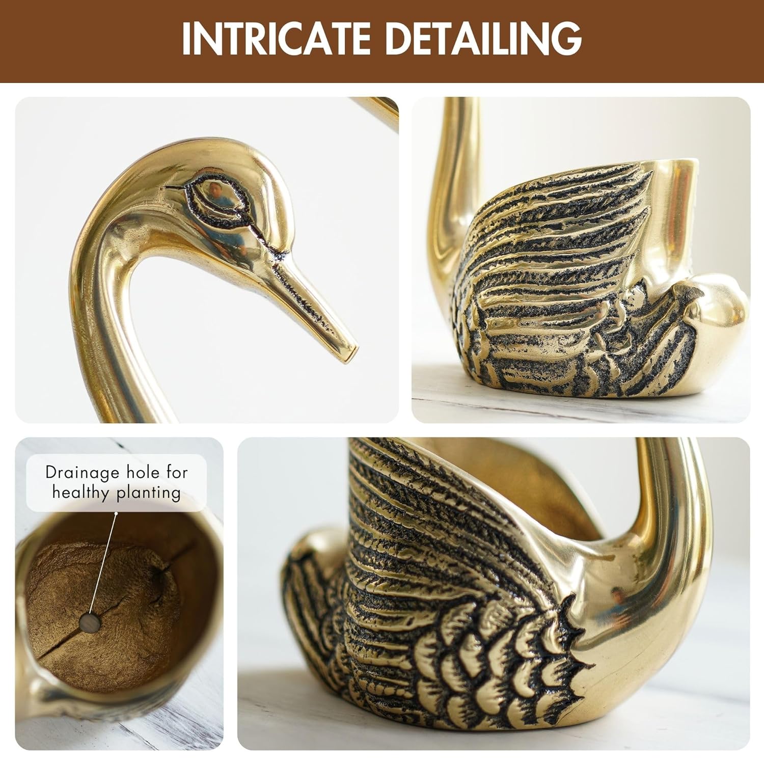 BEHOMA Metal Pair of Swans with Gift Box, Gold Feng Shui Good Luck Love Gifts Votive Holder for Living Room | Showpiece Wedding Gifts for Couple (Candles not Included) Gold - Image 4
